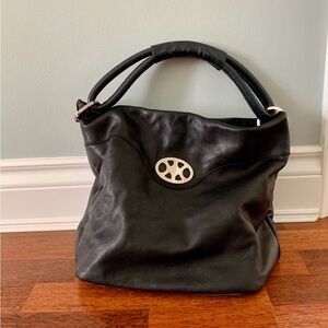 Tuset & Riera Spanish black & blue leather handbag